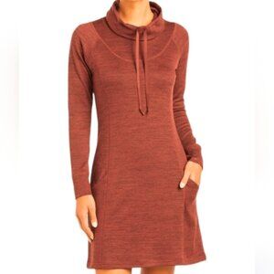 Kuhl Lea Sweater Dress Mock Turtle Neck Long Sleeve rust brown Small i1